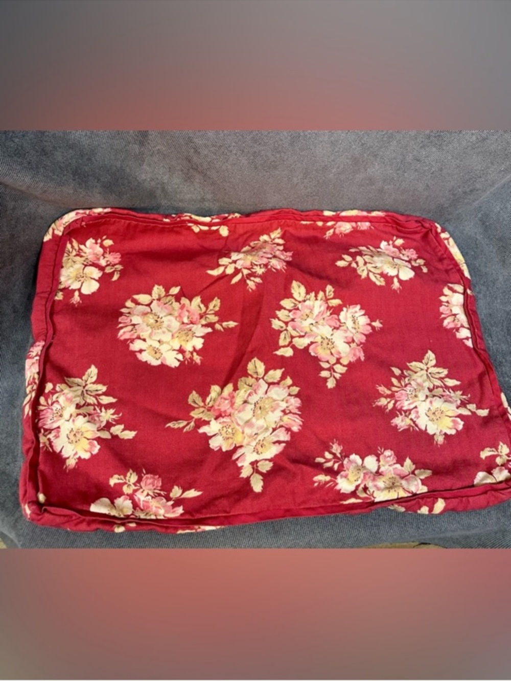 2 Nautica red floral pillow shams pillow cases